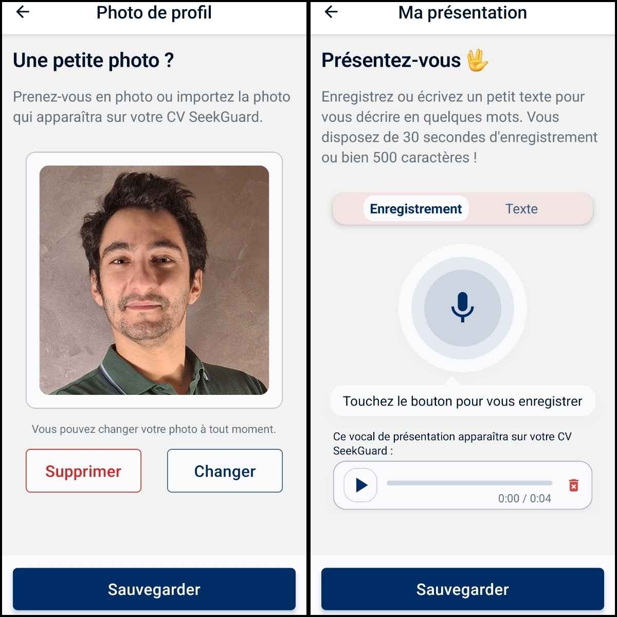 Profil du Cv d'un agent de sécurité privé dans le menu édition de la plateforme seekguard spécialisé pour les agents de sécurité privé. CV d'un agent de sécurité privé sur la plateforme Seekguard.